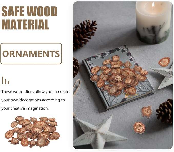 GALPADA Christmas Tree Bark Wood Slices Xmas Ornaments Mini Natural Vintage - Image 3