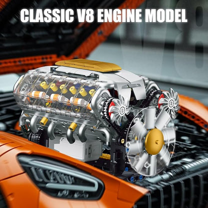 V8 Engine Building Kit for Adults, Build Your Own MOC Mini V8 Engine Model Toy - Image 2
