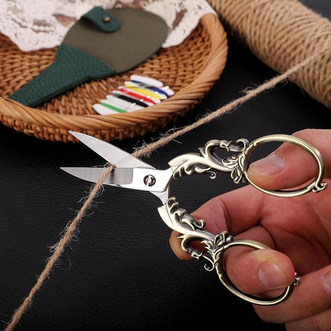 Sewing Craft Scissors, 5.3in Bronze Big Handles - Image 5