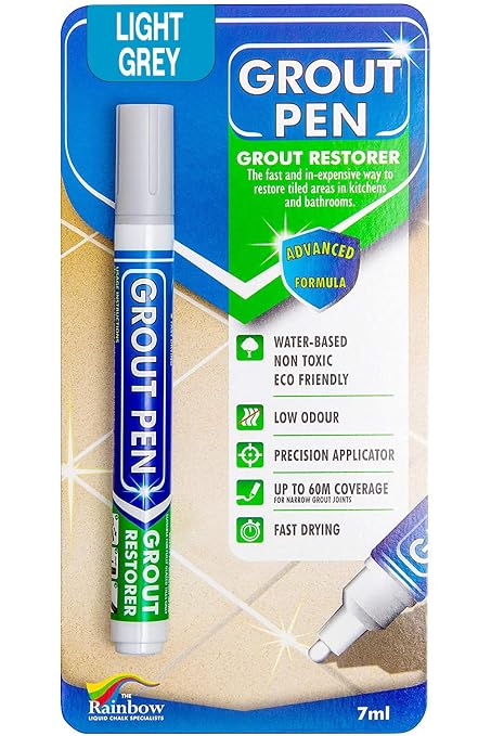 Grout Pen Light Grey Tile Paint Marker: Waterproof Grout Paint, Tile Grout by RainbowChalkMarkers