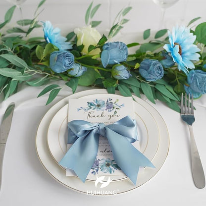 HUIHUANG Dusty Blue 2 inch Wide Double Face Satin Polyester Ribbon - Image 4