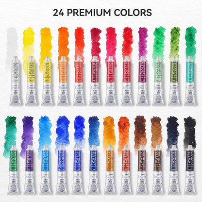 LIGHTWISH Professional Watercolor Paint Tube Set Artist Grade, 9 ML 24 Vivid - Image 2