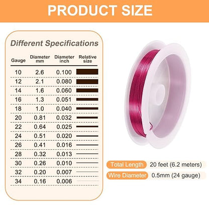 HARFINGTON 20ft Jewelry Wire, 24 Gauge Brass Craft Soft Metal Tarnish Resistant - Image 2