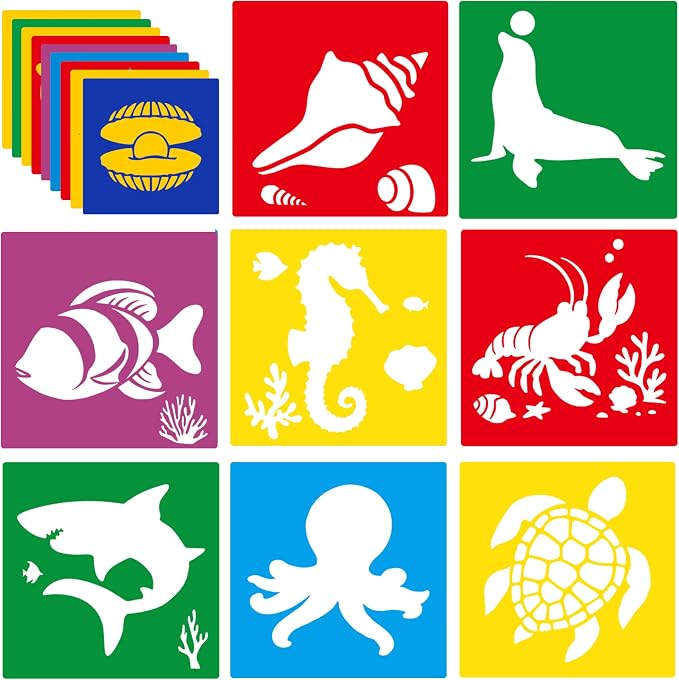 24 Pieces Stencils for Kids, Large Drawing Stencils Chalk Template, 8 Inches by LAQUEENIE