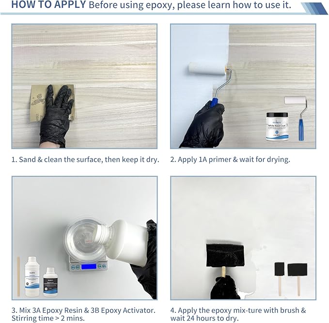 GLAINTE Bright White Marble Countertop Paint Kit Epoxy Countertop Refinishing - Image 3