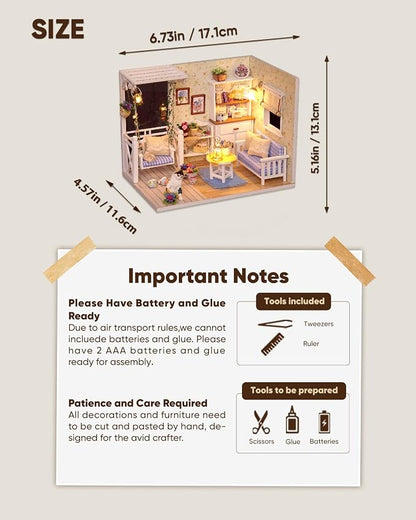 DIY Miniature House Kit – Mini Doll House Model Tiny Home Build Dollhouse - Image 5