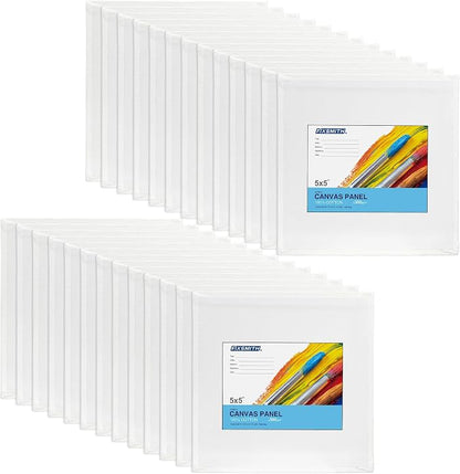 FIXSMITH Canvas Boards for Painting 5x5 Inch, Super Value 24 Pack Mini Canvases by FIXSMITH