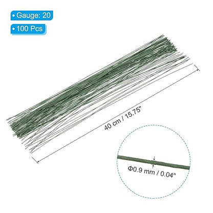 PATIKIL 20 Gauge 16" Floral Stem Wire, Dark Green - Image 2