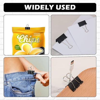 Yexiya 1000 Pcs Binder Clips Bulk Assorted Sizes Black Paper Clips Small Binder - Image 7