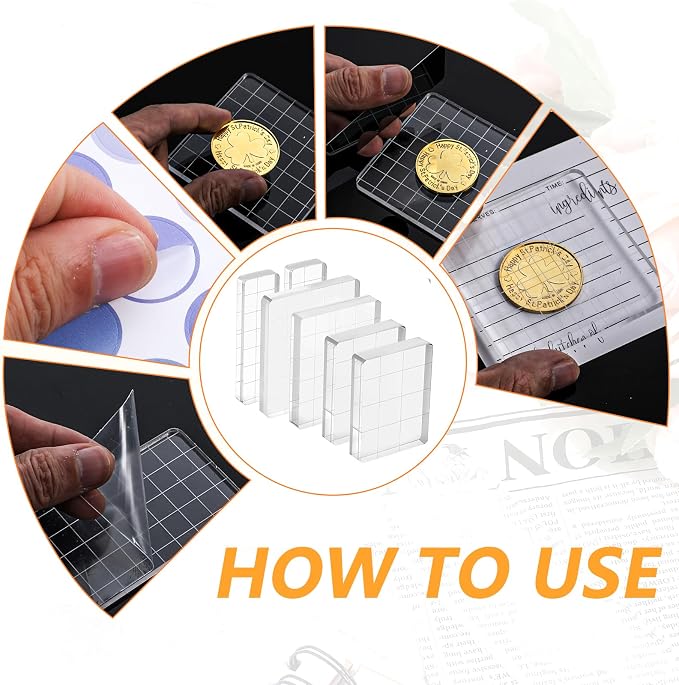 6 Pcs Acrylic Stamping Block Square Clear Stamping Block Tools - Image 4