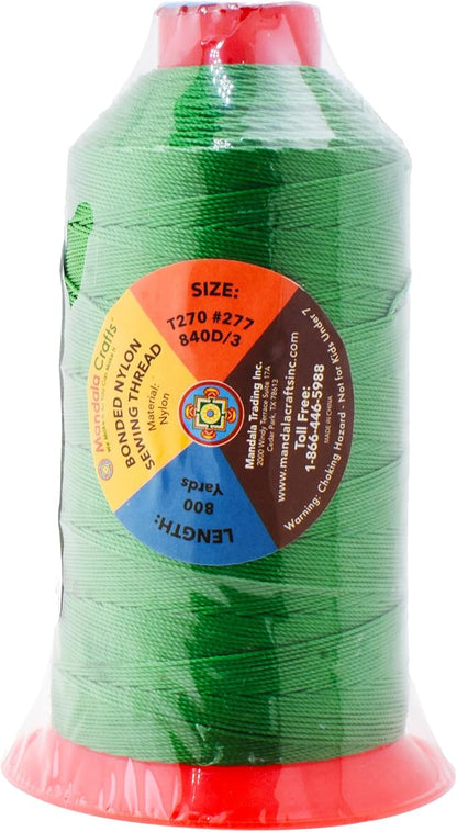Mandala Crafts Bonded Nylon Thread Green Heavy Duty Sewing Threads - Image 3