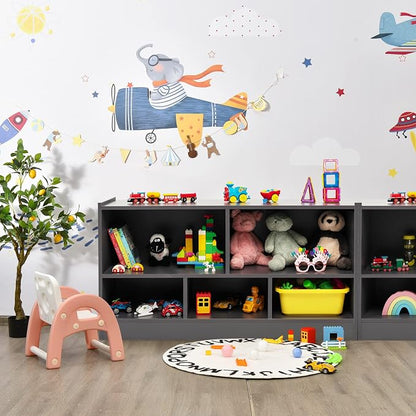 KOTEK Toy Storage Organizer, 5 Cubby Kids Bookshelf, Wooden 3-Tier Bookcase - Image 2