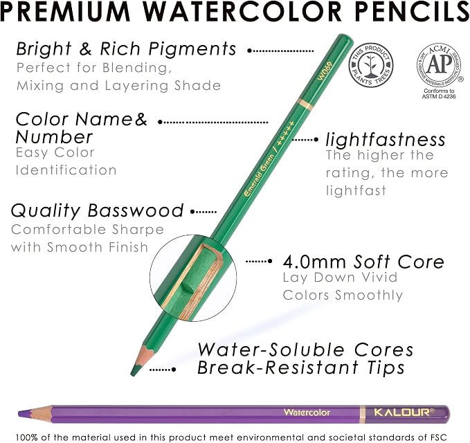 KALOUR Watercolor Pencils, 120 Colors, Blendable Wet or Dry, Water-Soluble - Image 3