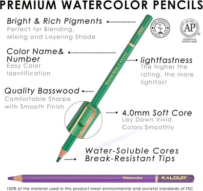 KALOUR Watercolor Pencils, 120 Colors, Blendable Wet or Dry, Water-Soluble - Image 3