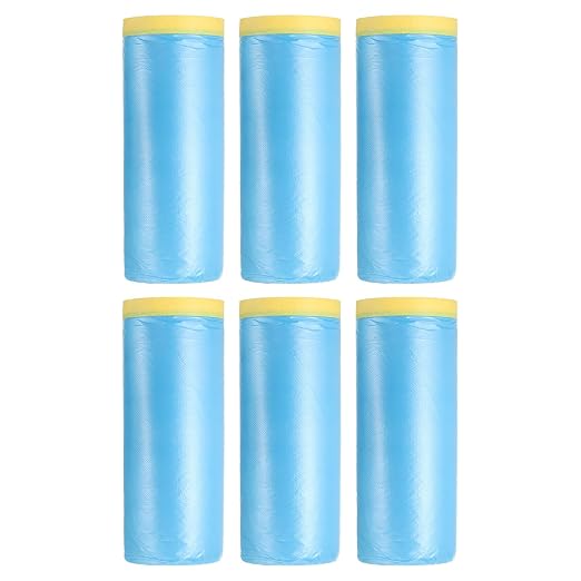 uxcell Pre-Taped Masking Film, 4.9ft x 82ft Plastic Paint Drop Cloth by uxcell