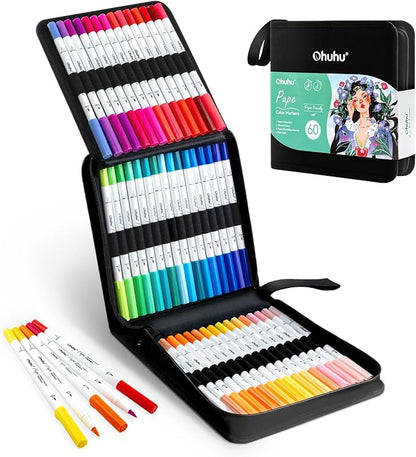 Ohuhu Markers Paper-friendly No Peeling Water-based 60 Colors Dual Brush by Ohuhu