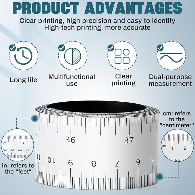 2 Pcs 39.37 Inch Magnetic Ruler Flexible Magnetic Ruler Magnet Measuring Tape - Image 3