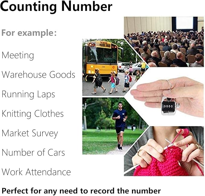 Amble Tally Clicker Counter, Metal Case Mechanical Clicker Digital Handheld - Image 5