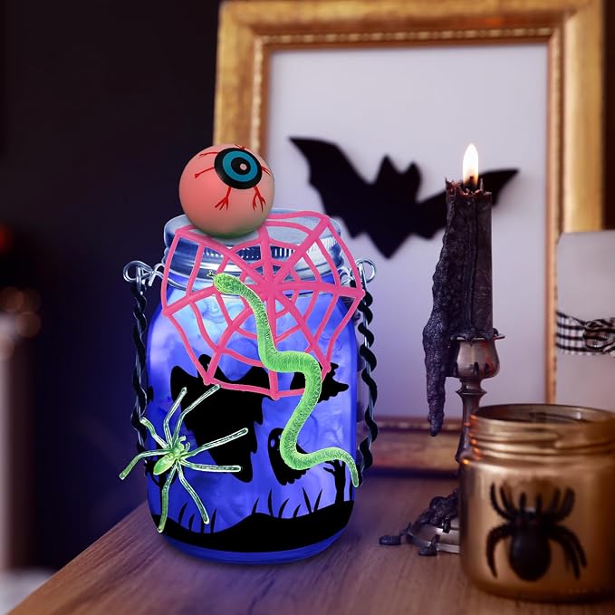 Halloween Crafts Activities For Kids Ages 4-12, 8 Pack Glass Mason Jar for - Image 5