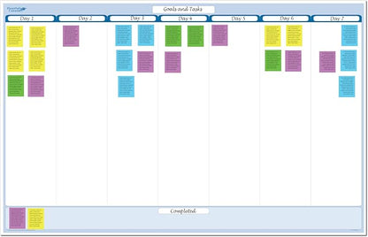 Sky Blue 7-Column Task, Goals & Objective Wall Horizontal Organizer 32" x 48". by PlanetSafeCalendars