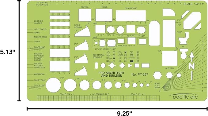 Pacific Arc, Architects & Builders Template, 1/4 in Scale, Drawing aid Stencil - Image 3