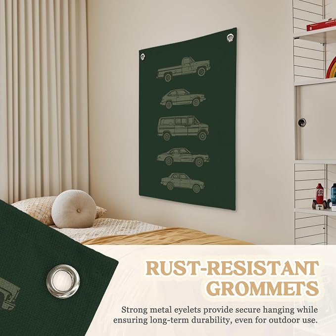 Toddler Boy Room Decor, Car Room Decor Linen Canvas Banner, Retro Car Wall - Image 6