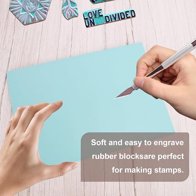 4 Pcs 8.5"x11" Rubber Carving Blocks, A4 Linoleum Blocks, Stamp Carving Blocks - Image 4