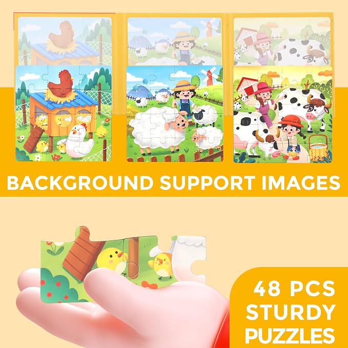 Magnetic Puzzles for Toddlers 1-3, 3 in 1 Kids Fun Farm Jigsaw Puzzle, Children - Image 6