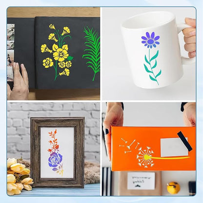 36 Pieces Flower Stencils for Painting on Walls, Reusable Floral Stencils - Image 5