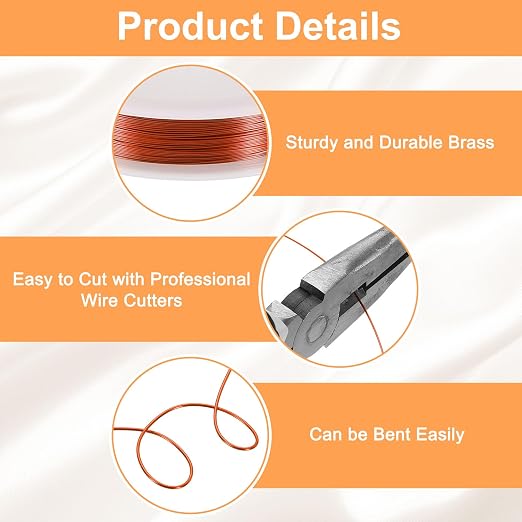 HARFINGTON 49ft Jewelry Wire, 28 Gauge Brass Craft Soft Metal Tarnish Resistant - Image 3