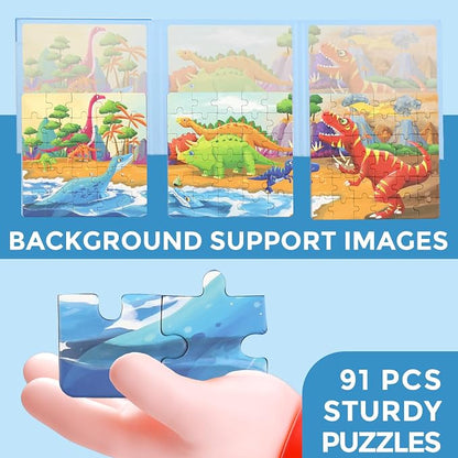 Magnetic Puzzles for Kids Ages 4-8, 3 in 1 Dinosaurs Magnet Jigsaw Puzzle Book - Image 6