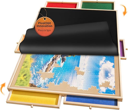 2000 Piece Rotating Puzzle Board Pro, Rubber Cover Mat, 360° Lasy Susan by Unknown