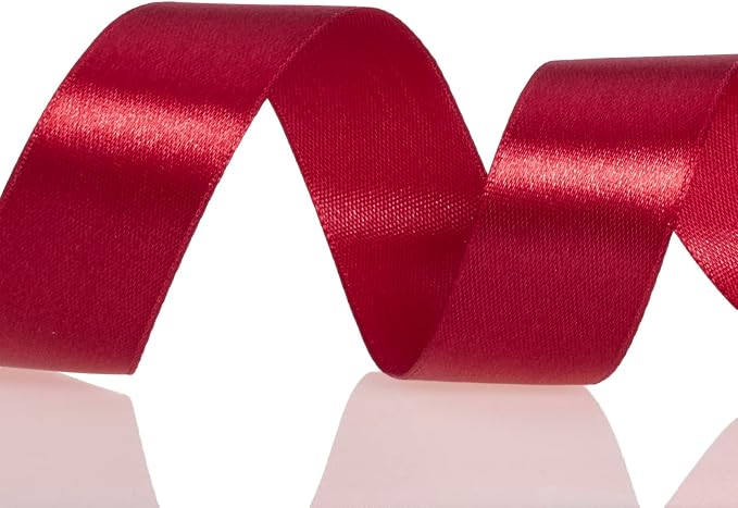 1 Inch Dark Red Solid Satin Ribbon, 50 Yards Craft Fabric Ribbon - Image 4