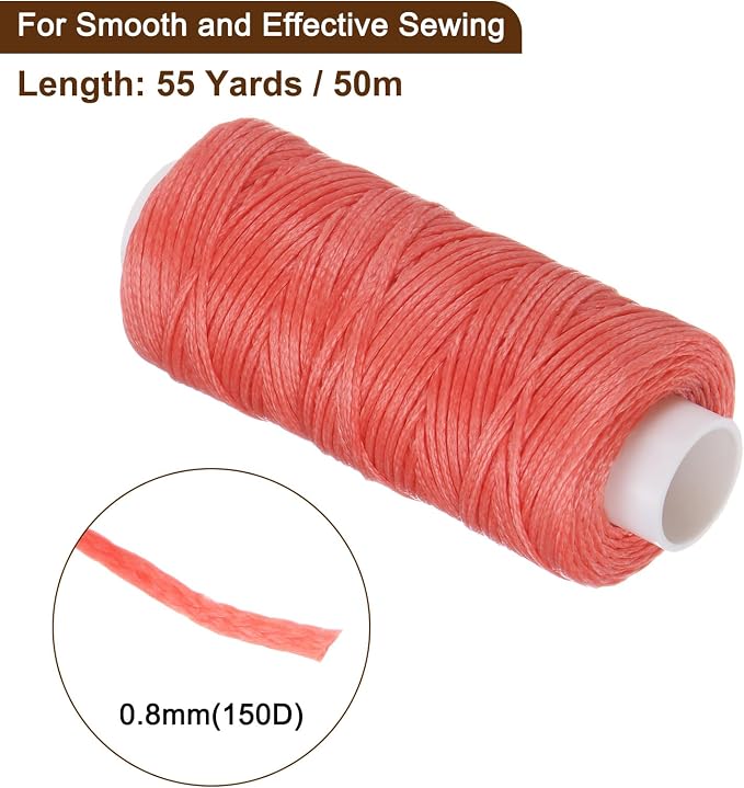 uxcell Leather Sewing Waxed Thread, 55 Yards / 50m 0.8mm 150D Flat Polyester - Image 2