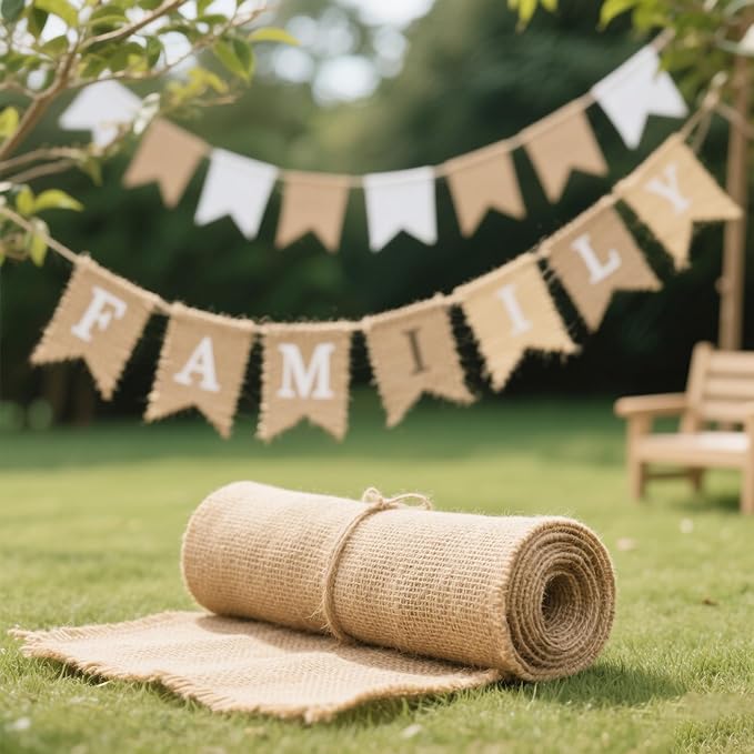 KINJOEK 6 Inch Wide 27 Yards Burlap Ribbon, Natural Jute Fabric Ribbon - Image 3