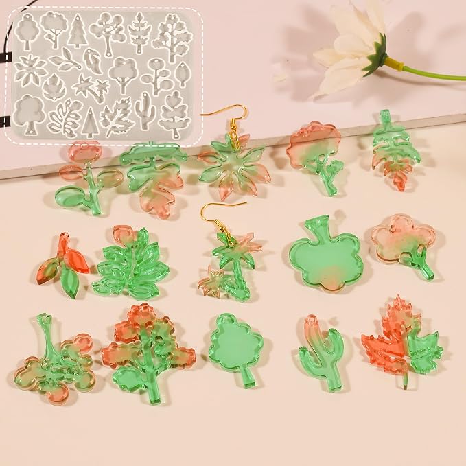3 Pack Leaf/Flower/Tulip Pendant Earring Nacklace Resin Mold - Image 4