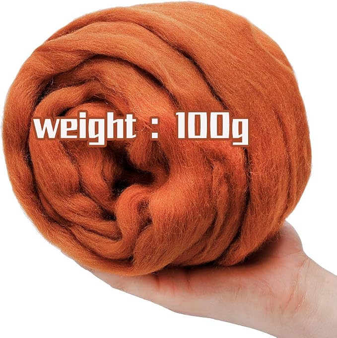 3.53oz Wool Roving Yarn, Wool Felting Supplies, Pure Wool, Chunky Yarn - Image 8