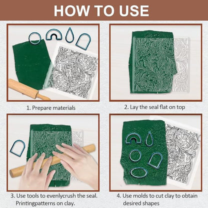 CHGCRAFT Clay Texture Mat Retro Floral Clay Texture Sheets Silicone Polymer - Image 3