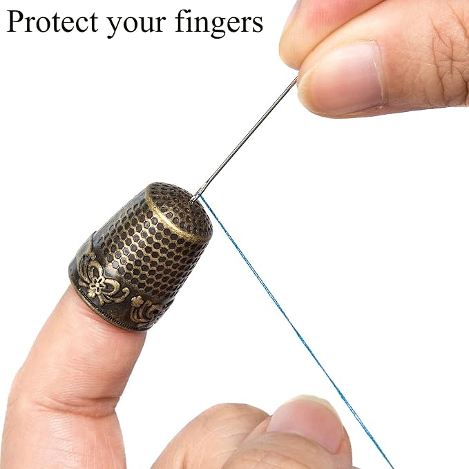 J.CARP 4Pcs Sewing Thimble, Copper Color Sewing Thimble Finger Protector - Image 3