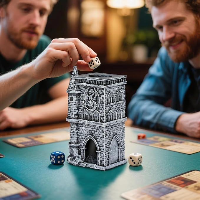 D&D Castle Dice Tower for All Dice Sizes, 3D Resin Rolling Trays, Fantasy - Image 2