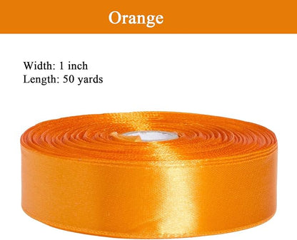1 Inch Orange Solid Satin Ribbon, 50 Yards Craft Fabric Ribbon - Image 2