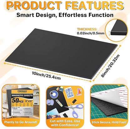 FINDMAG Magnet Sheets with Adhesive, 8” x 10”, Magnet Papers - Image 2