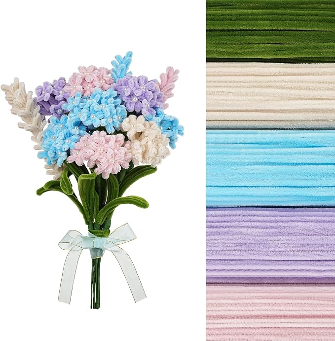 400 Pcs Soft Craft Pipe Cleaners Flowers, 5 Colors Chenille Stems Bulk - Image 6