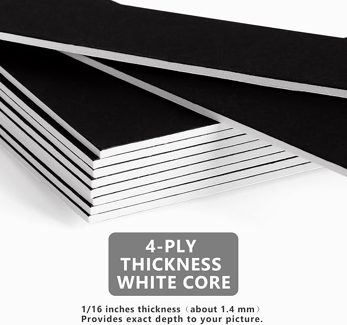 10 Pack Pre-Cut 11 x 14 Black Picture Mats - Image 4