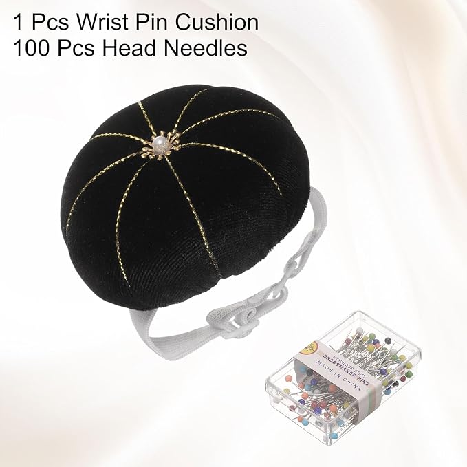 HARFINGTON Wrist Pin Cushion Wristband Sewing Pincushion Polyester Pin Holder - Image 3