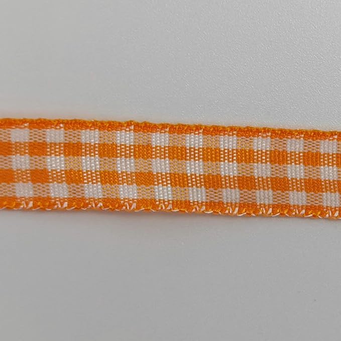Orange Gingham Plaid Checked Ribbon 25 Yard Each Roll 100% Polyester - Image 9
