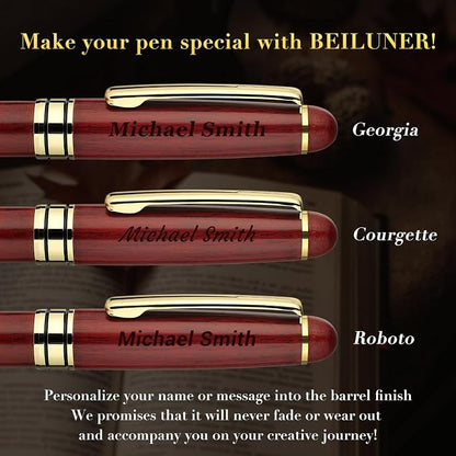 BEILUNER Luxury Personalized Wood Ballpoint Pen Writing Set, Rosewood-Elegant - Image 2