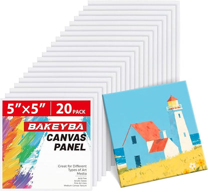Mini Canvas Boards for Painting 20 Pack, 5x5 Inch Canvas Panels, 100% Cotton by Unknown