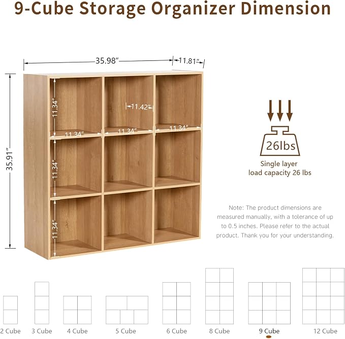 Wooden 9-Cube Storage Organizer - Image 3