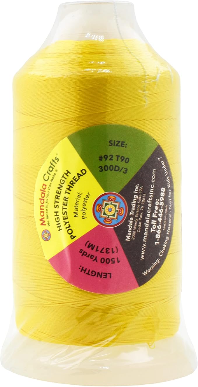 Mandala Crafts Yellow Heavy Duty Thread -1500 Yds Tex 90 Thread - Image 3